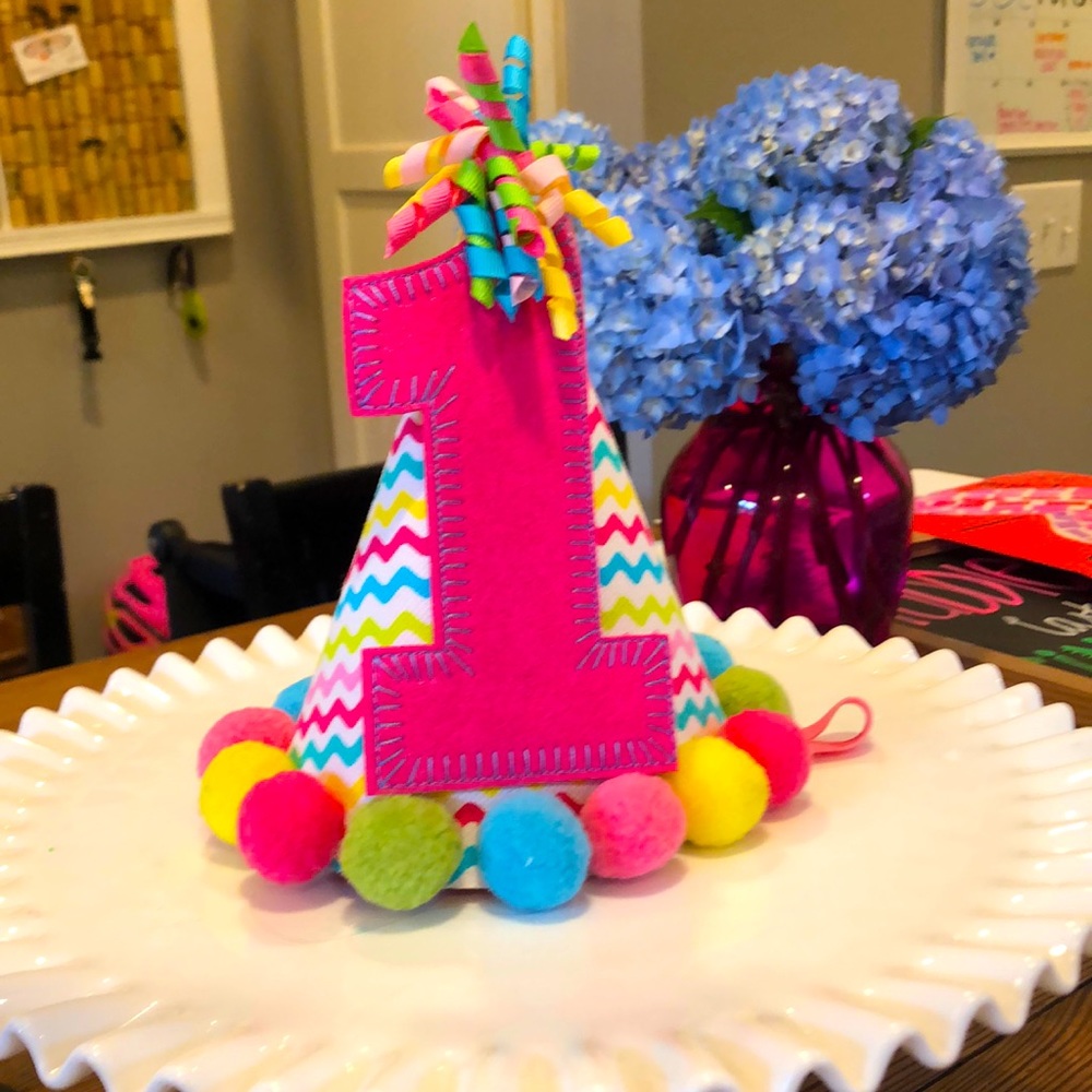 Baby girls First Birthday Party Hat! 🥳